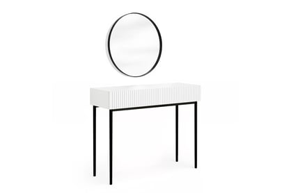 Toaletní stolek Nicole s černým zrcadlem 60 cm - bílý mat / černé nohy