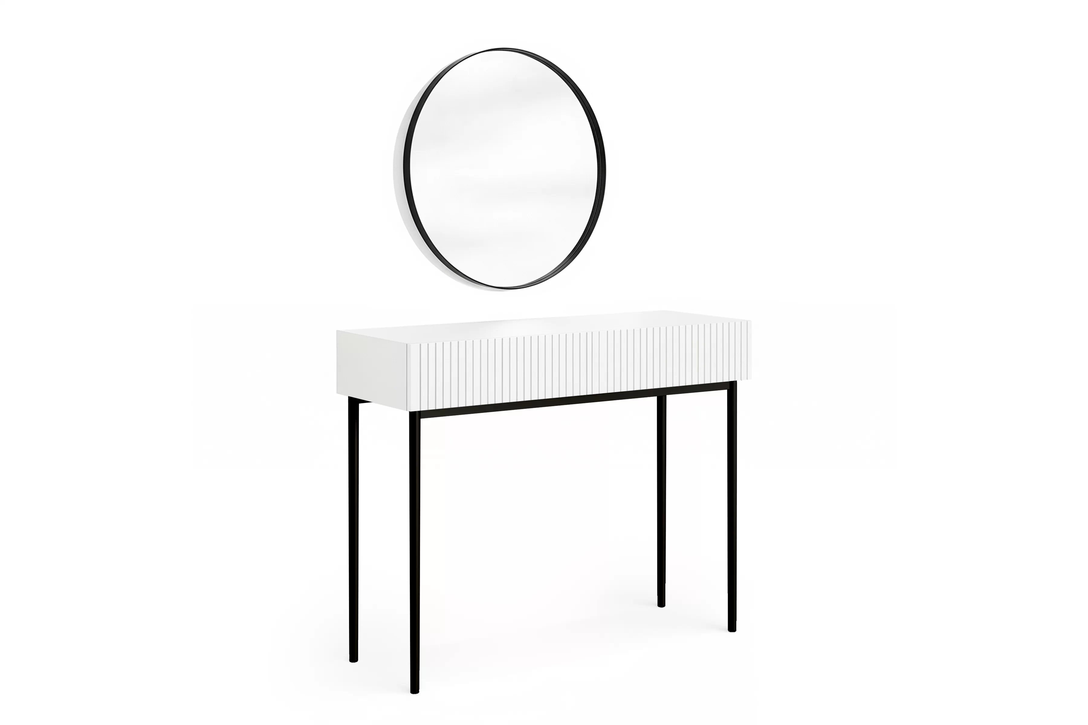 Toaletný stolík Nicole so zrkadlom 60 cm - biely mat / čierna Toaletný stolík Nicole z čiernym zrkadlom 60 cm - biely mat / čierny nozki