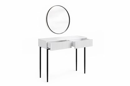 Toaletný stolík Nicole so zrkadlom 60 cm - biely mat / čierna Toaletný stolík Nicole z čiernym zrkadlom 60 cm - biely mat / čierny nozki