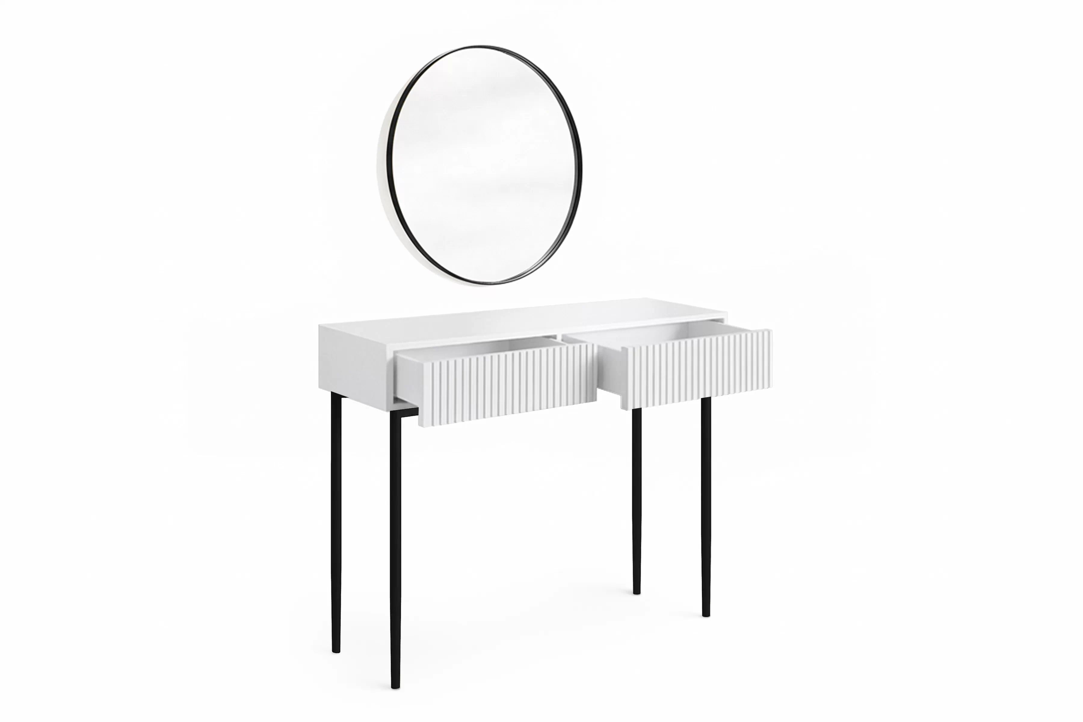 Toaletný stolík Nicole so zrkadlom 60 cm - biely mat / čierna Toaletný stolík Nicole z čiernym zrkadlom 60 cm - biely mat / čierny nozki