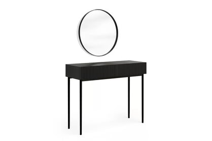 Toaletní stolek Nicole s černým zrcadlem 60 cm - černý mat / černé nohy