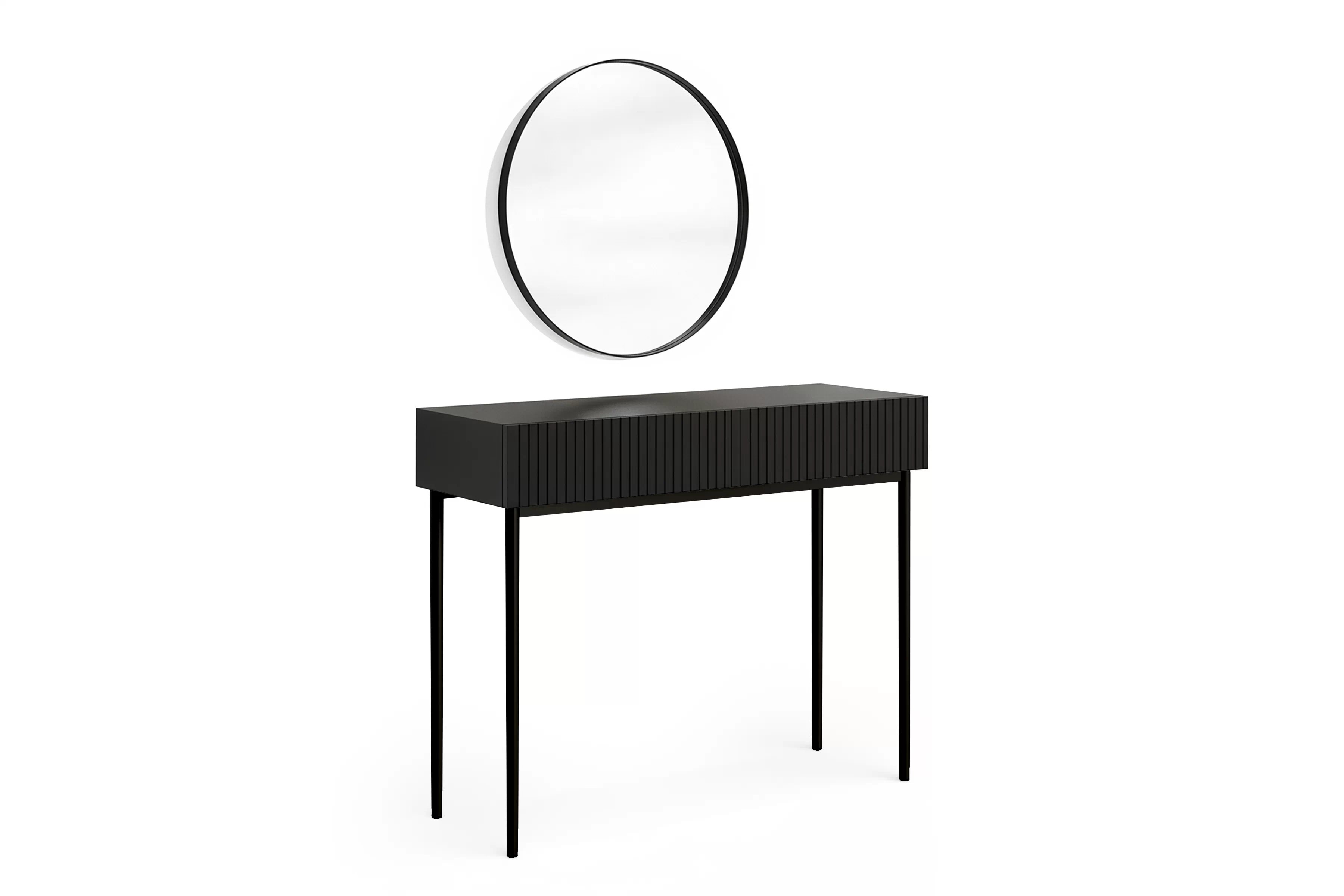 Toaletný stolík Nicole so zrkadlom 60 cm - čierny mat / čierna Toaletný stolík Nicole z čiernym zrkadlom 60 cm - Čierny mat / čierny nozki
