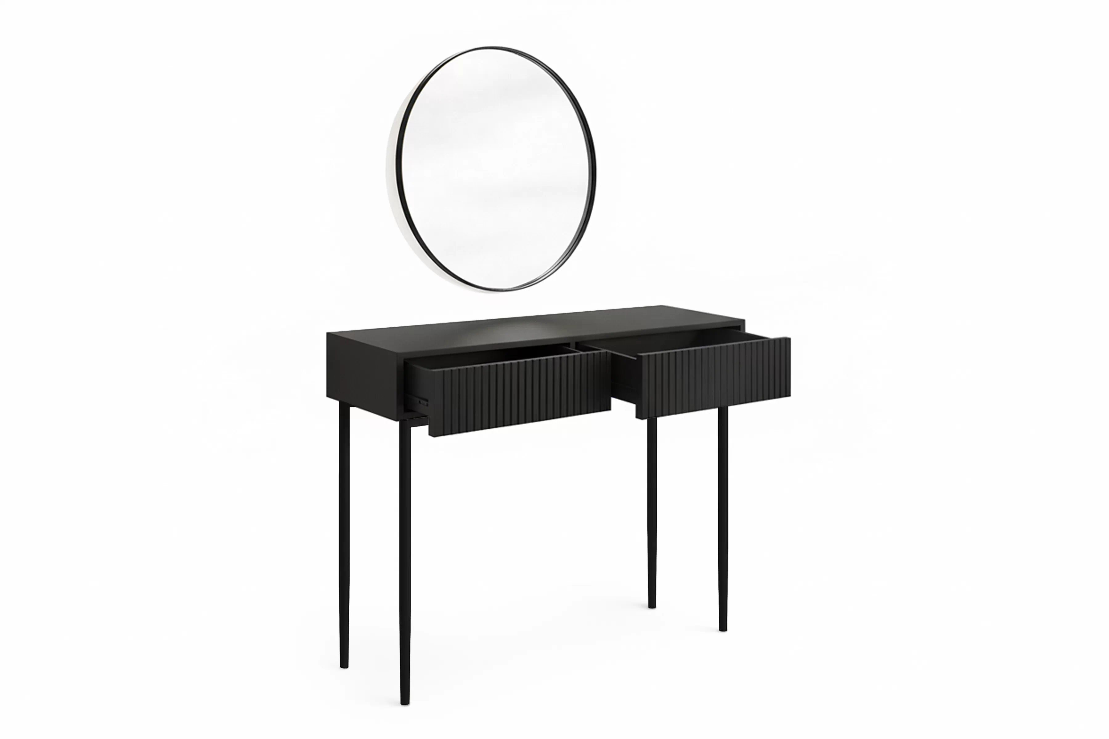 Toaletný stolík Nicole so zrkadlom 60 cm - čierny mat / čierna Toaletný stolík Nicole z čiernym zrkadlom 60 cm - Čierny mat / čierny nozki