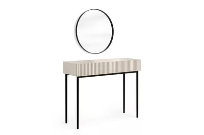 Toaletní stolek Nicole s černým zrcadlem 60 cm - kašmír / černé nohy