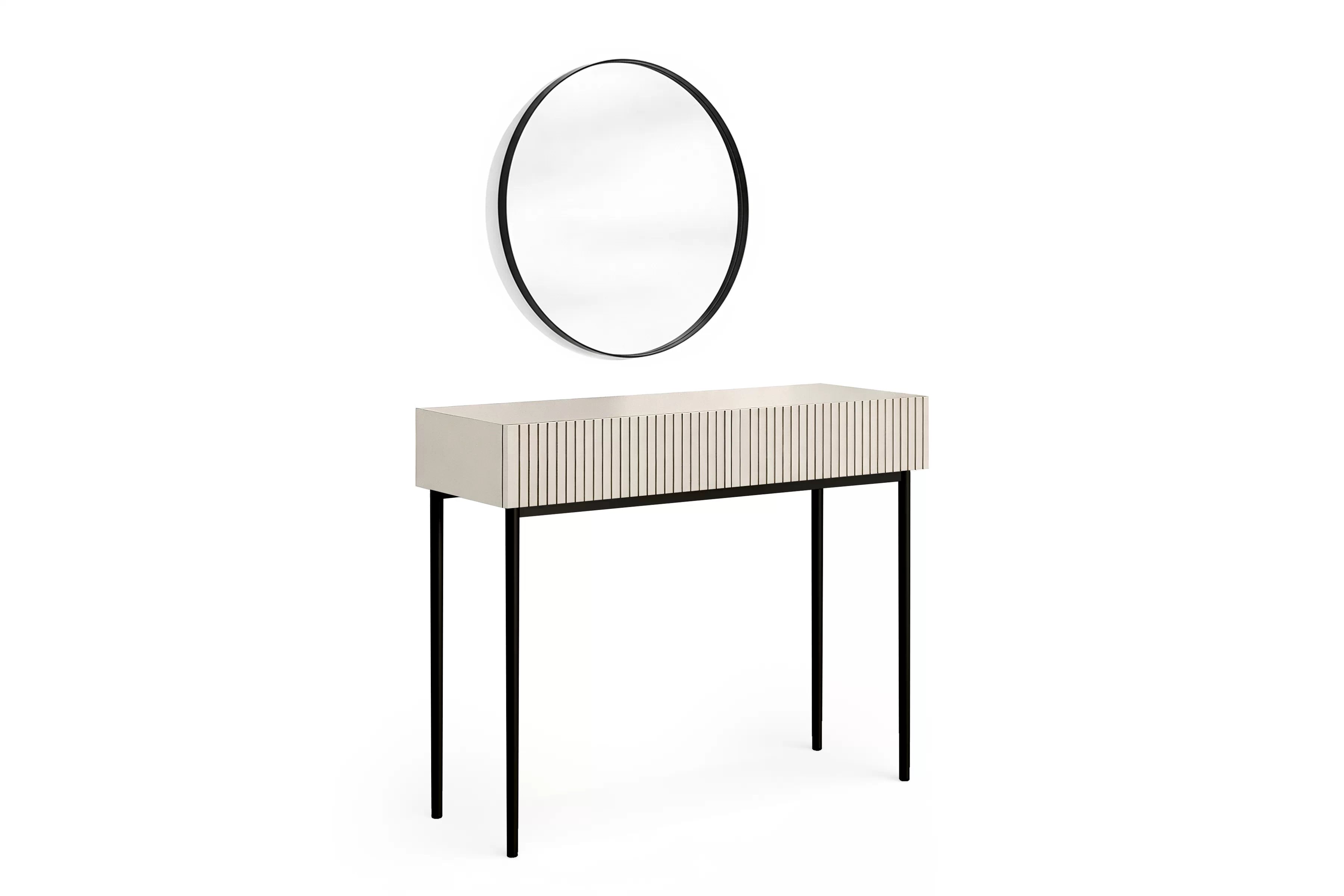 Toaletný stolík Nicole so zrkadlom 60 cm - kašmírová / čierna Toaletný stolík Nicole z čiernym zrkadlom 60 cm - kašmír / čierny nozki