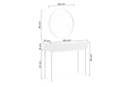 Toaletný stolík Nicole so zrkadlom 80 cm - čierny mat / čierna Toaletný stolík Nicole z čiernym zrkadlom 80 cm - Čierny mat / čierny nozki