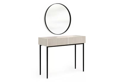 Toaletní stolek Nicole s černým zrcadlem 80 cm - kašmír / černé nohy