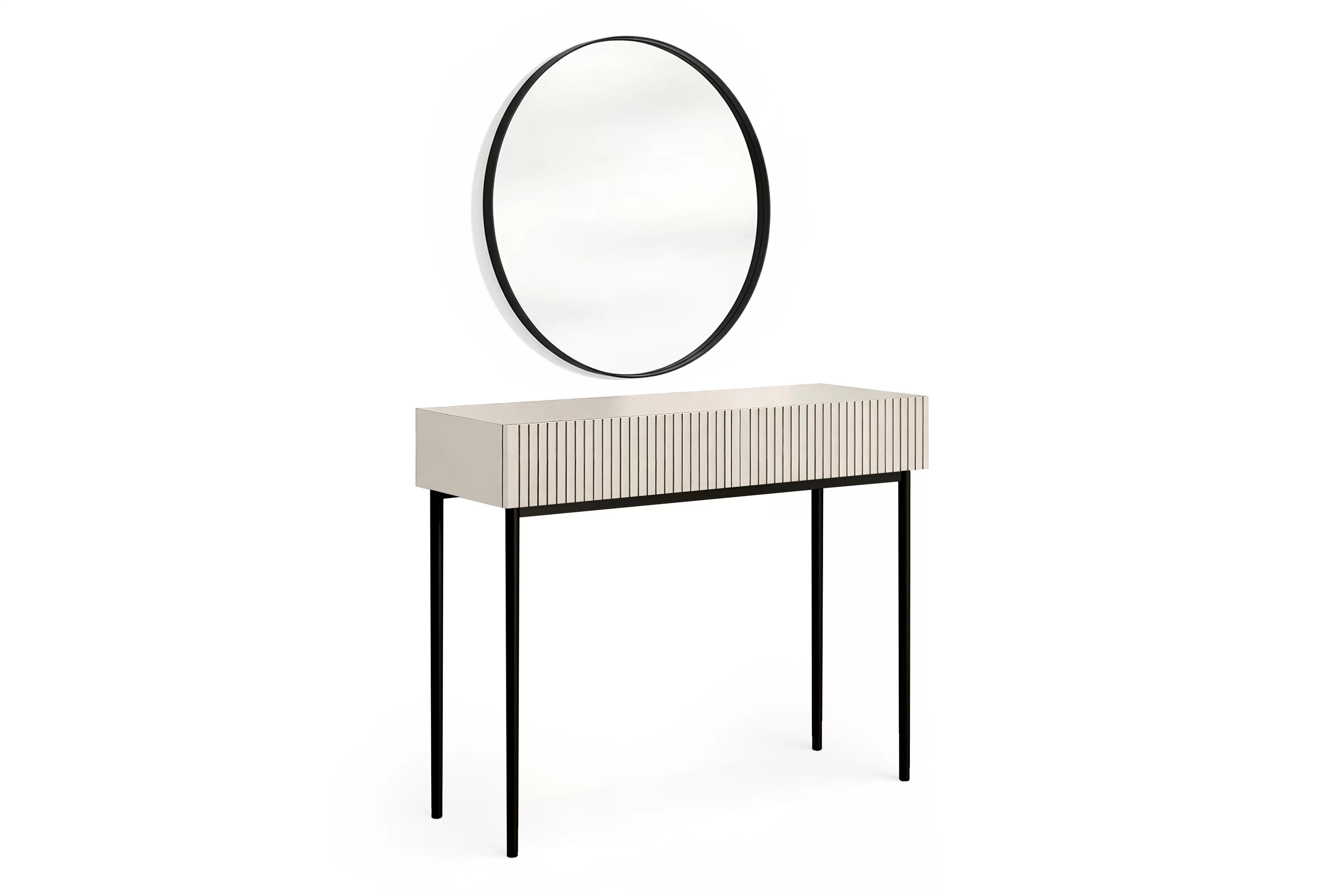 Toaletný stolík Nicole so zrkadlom 80 cm - kašmírová / čierna Toaletný stolík Nicole z čiernym zrkadlom 80 cm - kašmír / čierny nozki