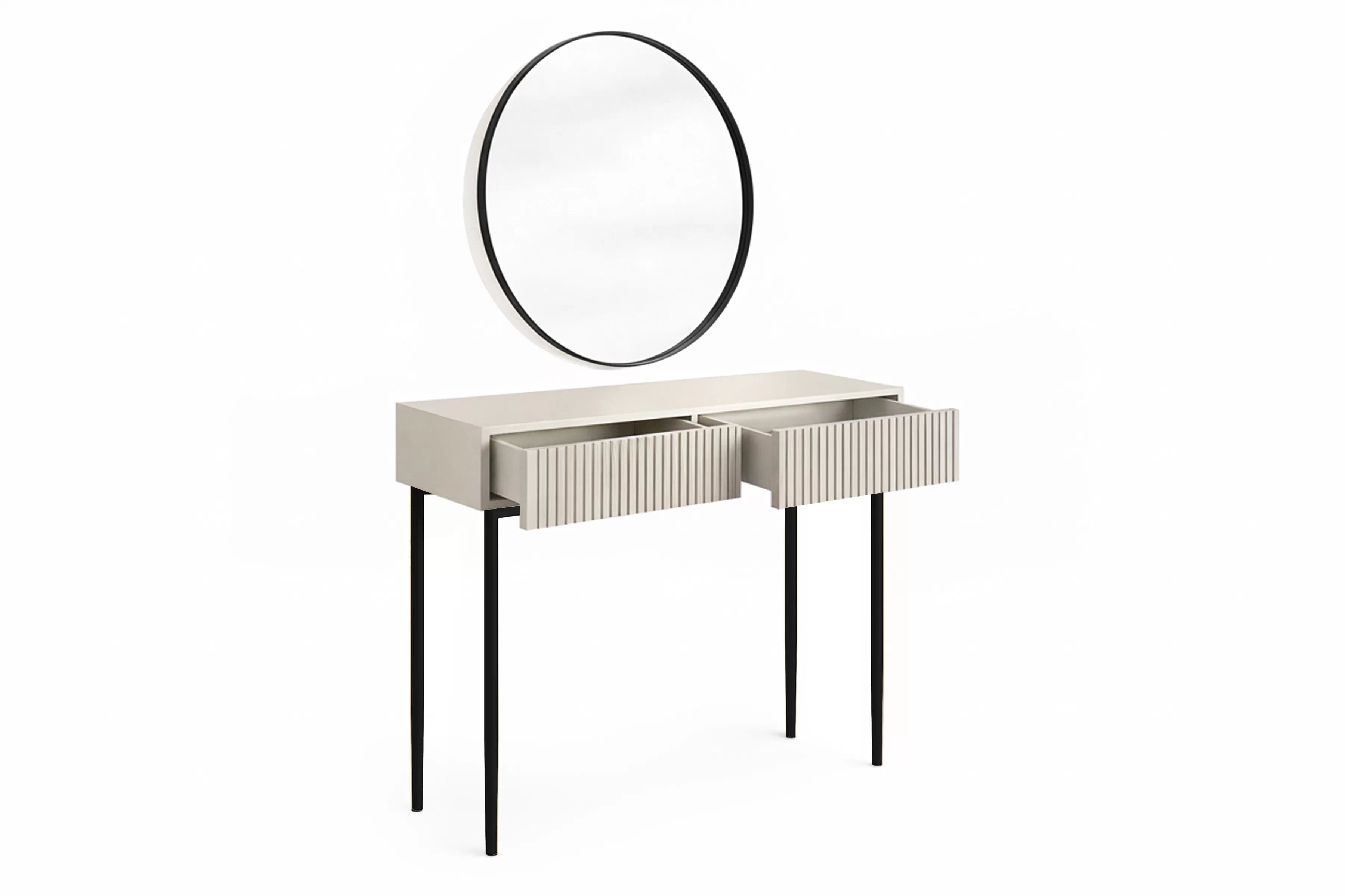 Toaletný stolík Nicole so zrkadlom 80 cm - kašmírová / čierna Toaletný stolík Nicole z čiernym zrkadlom 80 cm - kašmír / čierny nozki