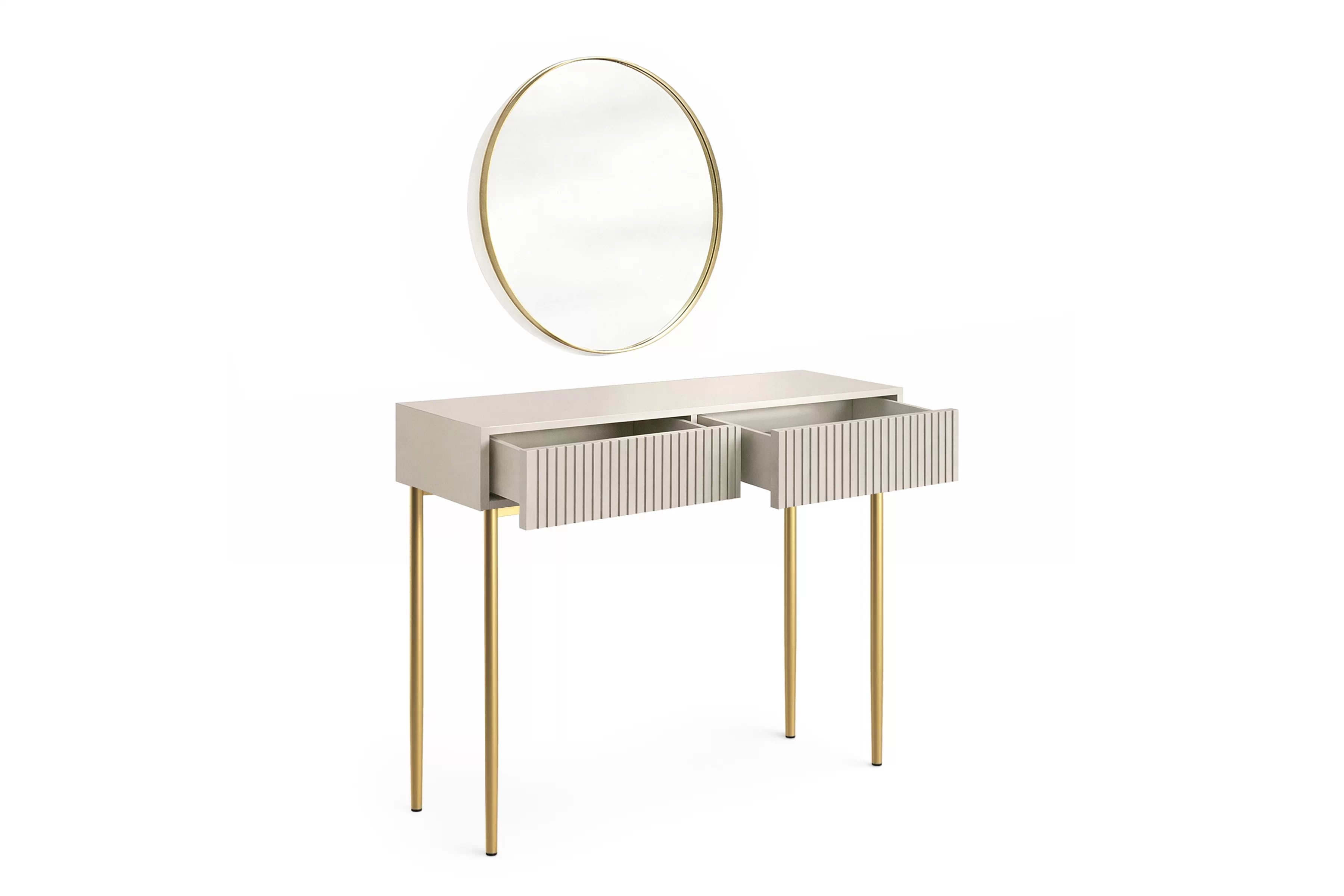 Toaletný stolík Nicole so zrkadlom 60 cm - kašmírová / zlatá Toaletný stolík Nicole ze zlotym zrkadlom 60 cm - kašmír / zlote nozki