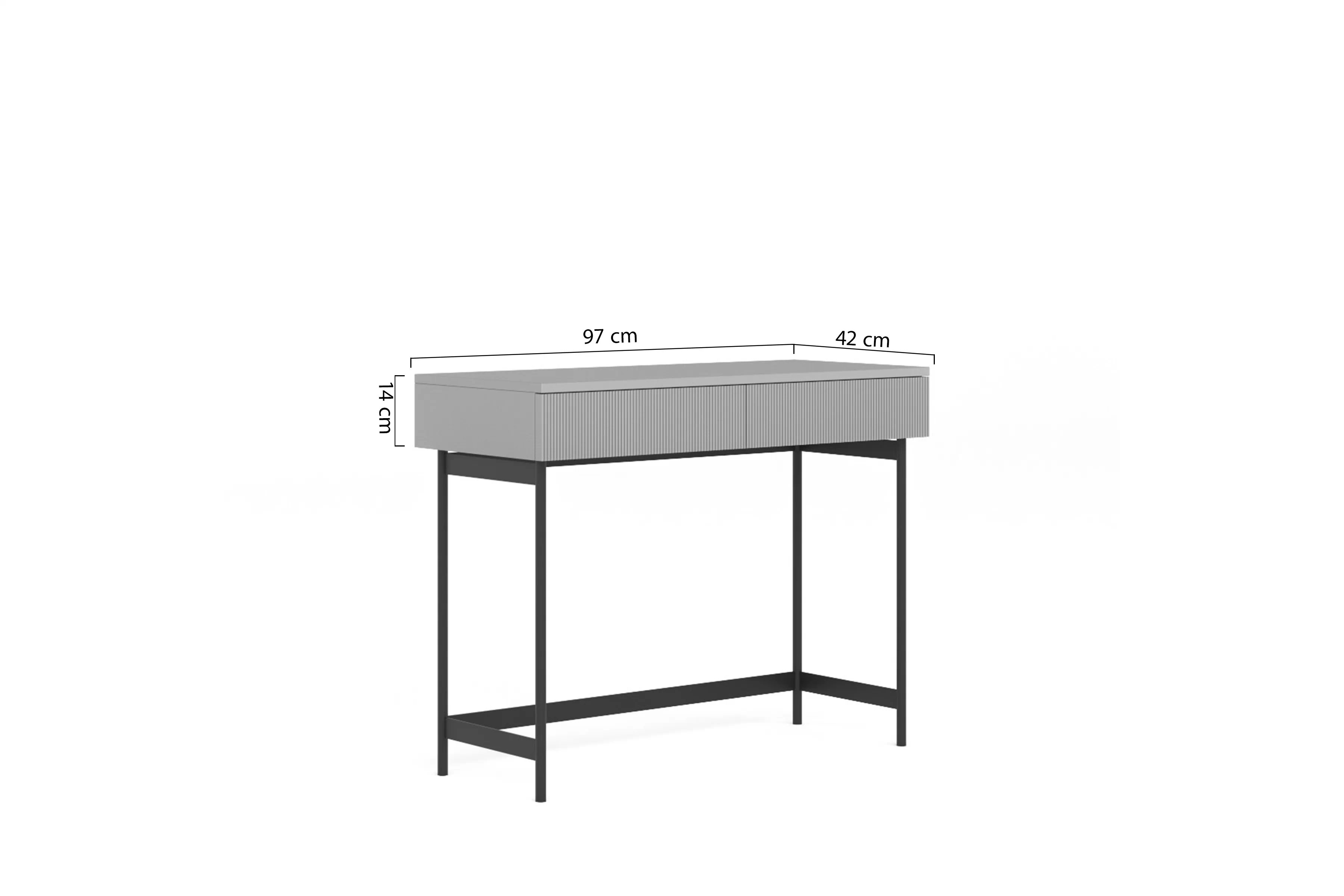 Toaletný stolík Nubo 97 cm - kašmírová / čierna Toaletný stolík Nubo 97 cm ryflowana - kašmír / Čierny