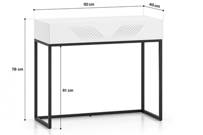 Toaletní stolek Pingli 06 se zásuvkou 92 cm - bílý mat / černý rošt Toaletní stolek Pingli 06 z szuflada 92 cm - Bílý mat / Černý Rošt