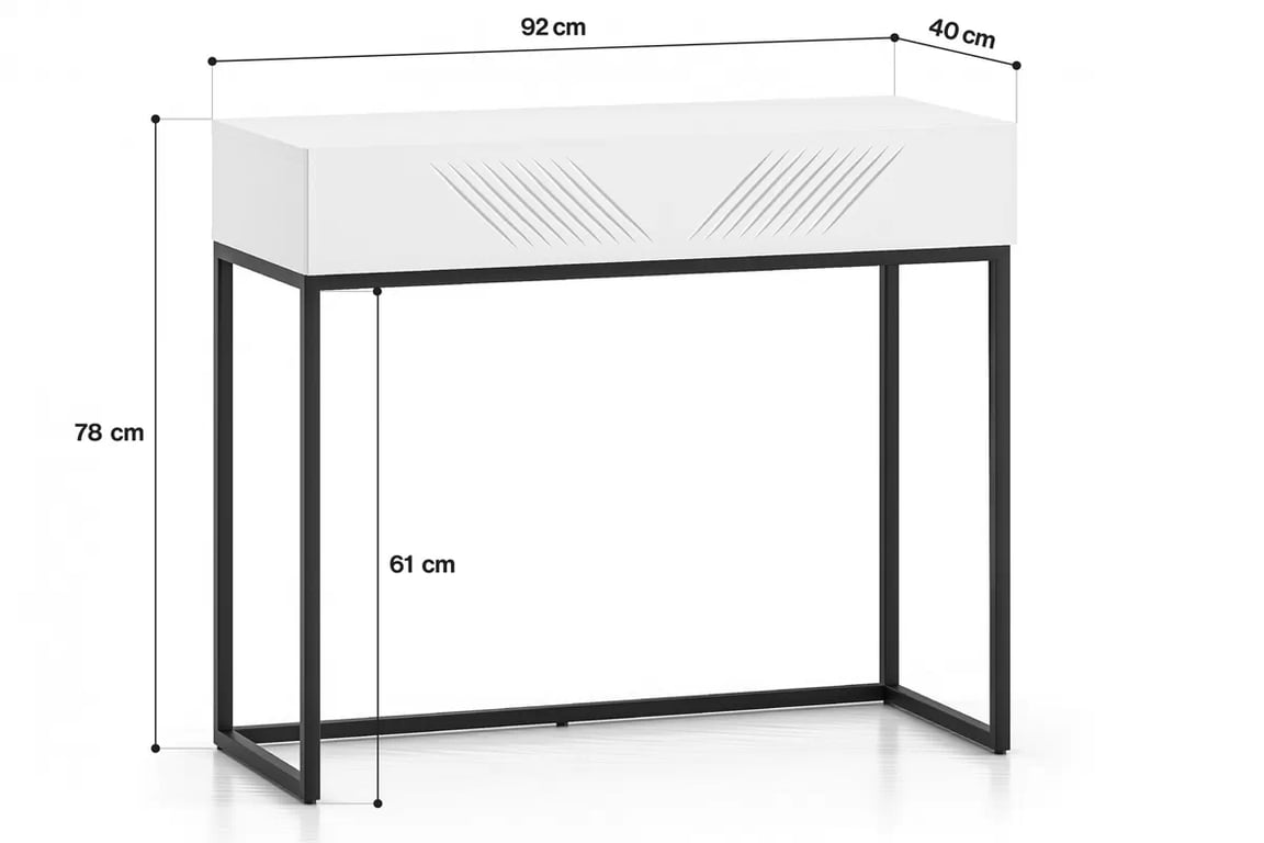 Toaletní stolek Pingli 06 se zásuvkou 92 cm - bílý mat / černý rošt Toaletní stolek Pingli 06 z szuflada 92 cm - Bílý mat / Černý Rošt