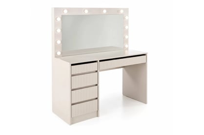 Toaletní stolek Velinio 120 cm s LED zrcadlem – kašmírová