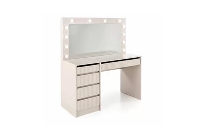 Toaletný stolík Velinio 120 cm s LED zrkadlom – kašmírová