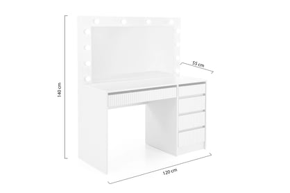 Velinio fésülködőasztal 120 cm LED tükrös, mart kasmír Toaletka Velinio 2 120 cm ryflowana kasmír
