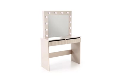 Toaletný stolík Velinio 95 cm s LED zrkadlom – kašmírová