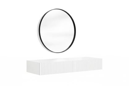 Závesný toaletný stolík Nicole s čiernym zrkadlom 60 cm - biely mat