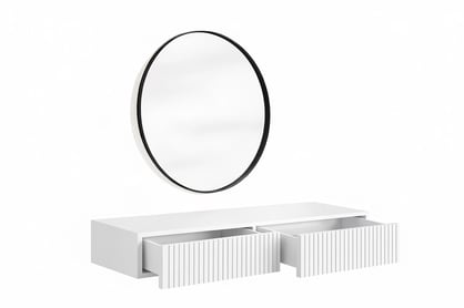 Závesný toaletný stolík Nicole so zrkadlom 60 cm - biely mat Toaletný stolík závesná Nicole z čiernym zrkadlom 60 cm - biely mat