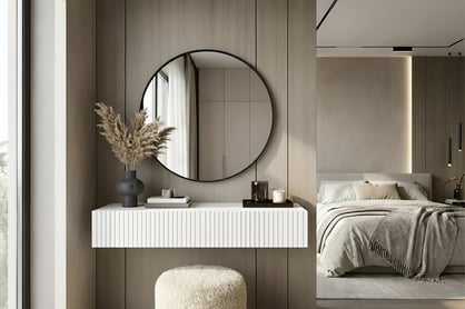 Závesný toaletný stolík Nicole so zrkadlom 60 cm - biely mat Toaletný stolík závesná Nicole z čiernym zrkadlom 60 cm - biely mat