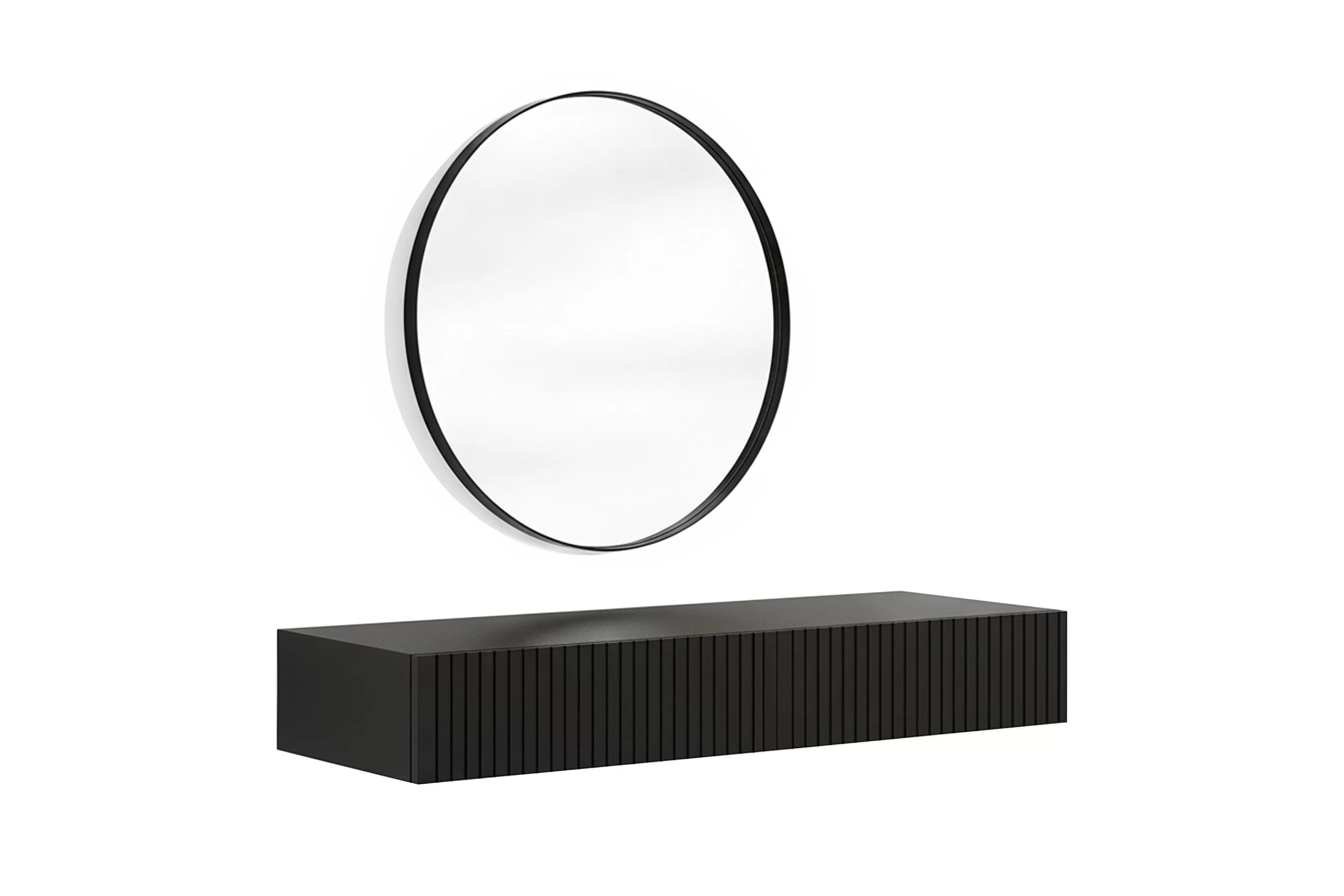 Závesný toaletný stolík Nicole so zrkadlom 60 cm - čierny mat / čierna Toaletný stolík závesná Nicole z čiernym zrkadlom 60 cm - Čierny mat / Čierny