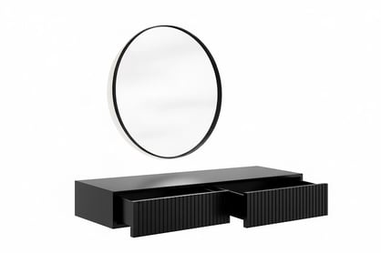 Závesný toaletný stolík Nicole so zrkadlom 60 cm - čierny mat / čierna Toaletný stolík závesná Nicole z čiernym zrkadlom 60 cm - Čierny mat / Čierny