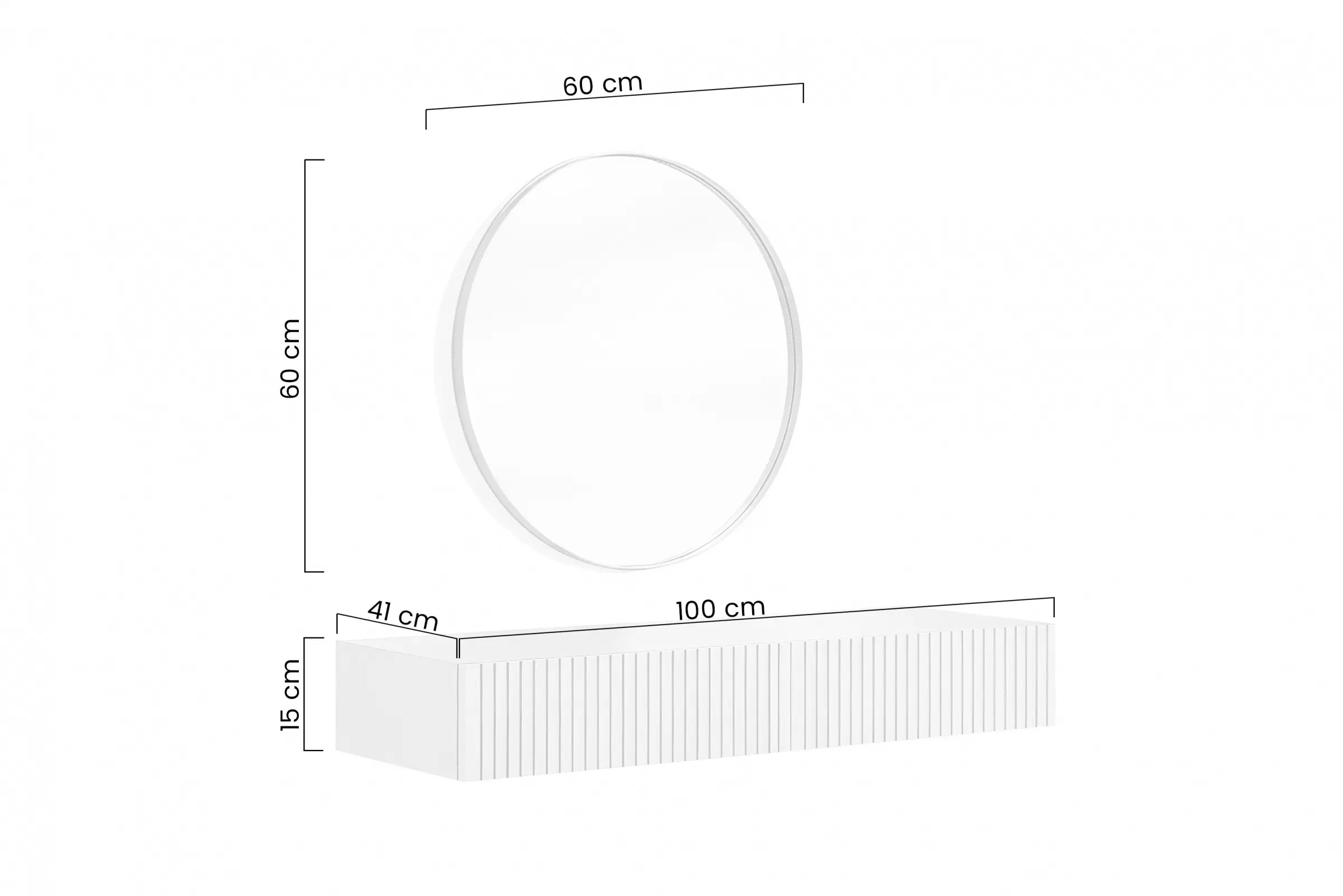 Závesný toaletný stolík Nicole so zrkadlom 60 cm - čierny mat / čierna Toaletný stolík závesná Nicole z čiernym zrkadlom 60 cm - Čierny mat / Čierny