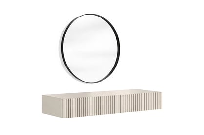 Závesný toaletný stolík Nicole s čiernym zrkadlom 60 cm - kašmír mat