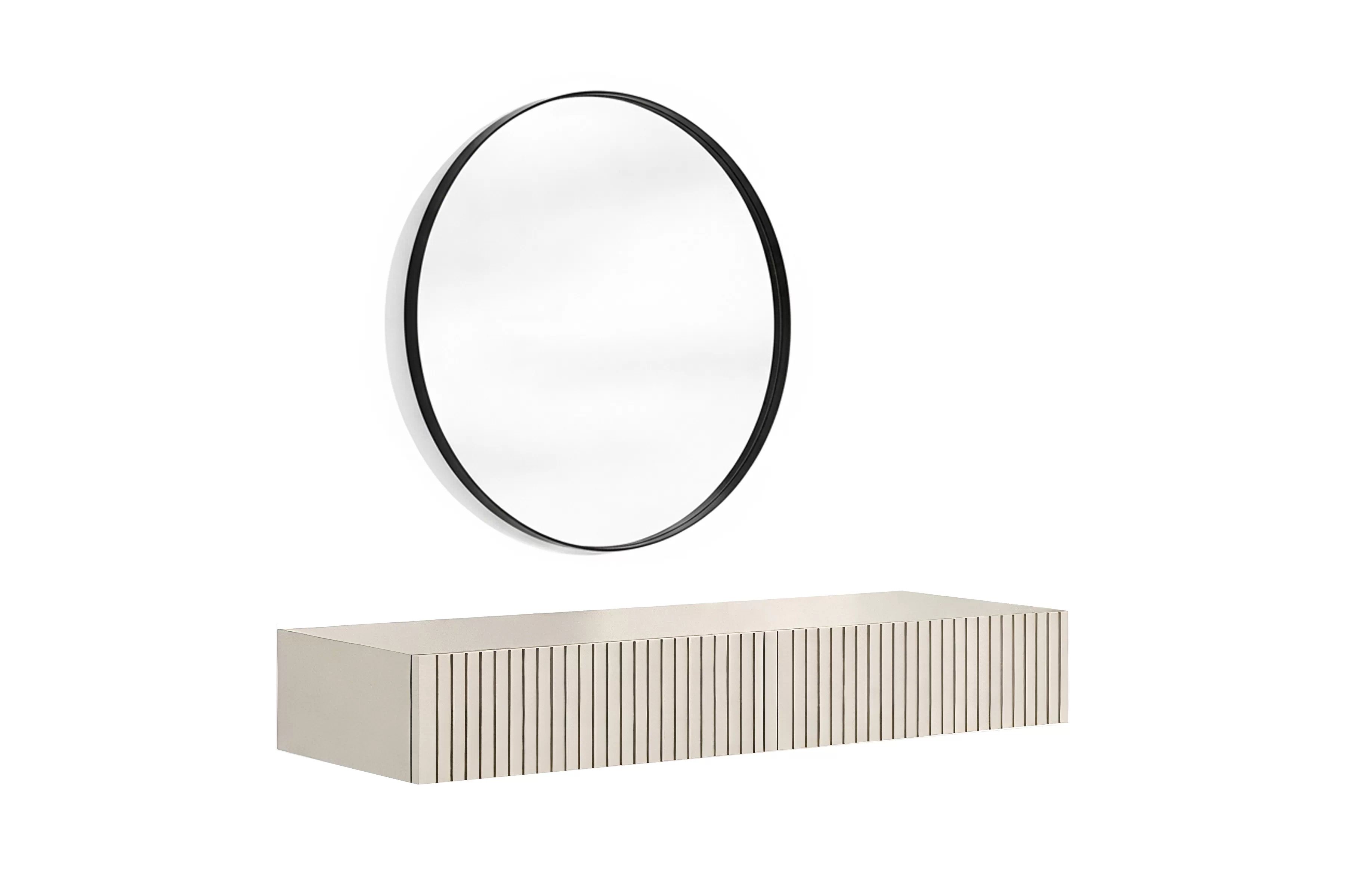 Závesný toaletný stolík Nicole so zrkadlom 60 cm - kašmírový mat Toaletný stolík závesná Nicole z čiernym zrkadlom 60 cm - kašmír / kašmír mat