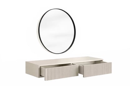 Závesný toaletný stolík Nicole so zrkadlom 60 cm - kašmírový mat Toaletný stolík závesná Nicole z čiernym zrkadlom 60 cm - kašmír / kašmír mat