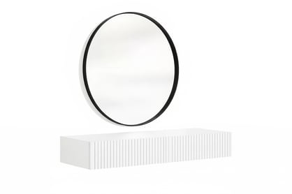 Závesný toaletný stolík Nicole s čiernym zrkadlom 80 cm - biely mat
