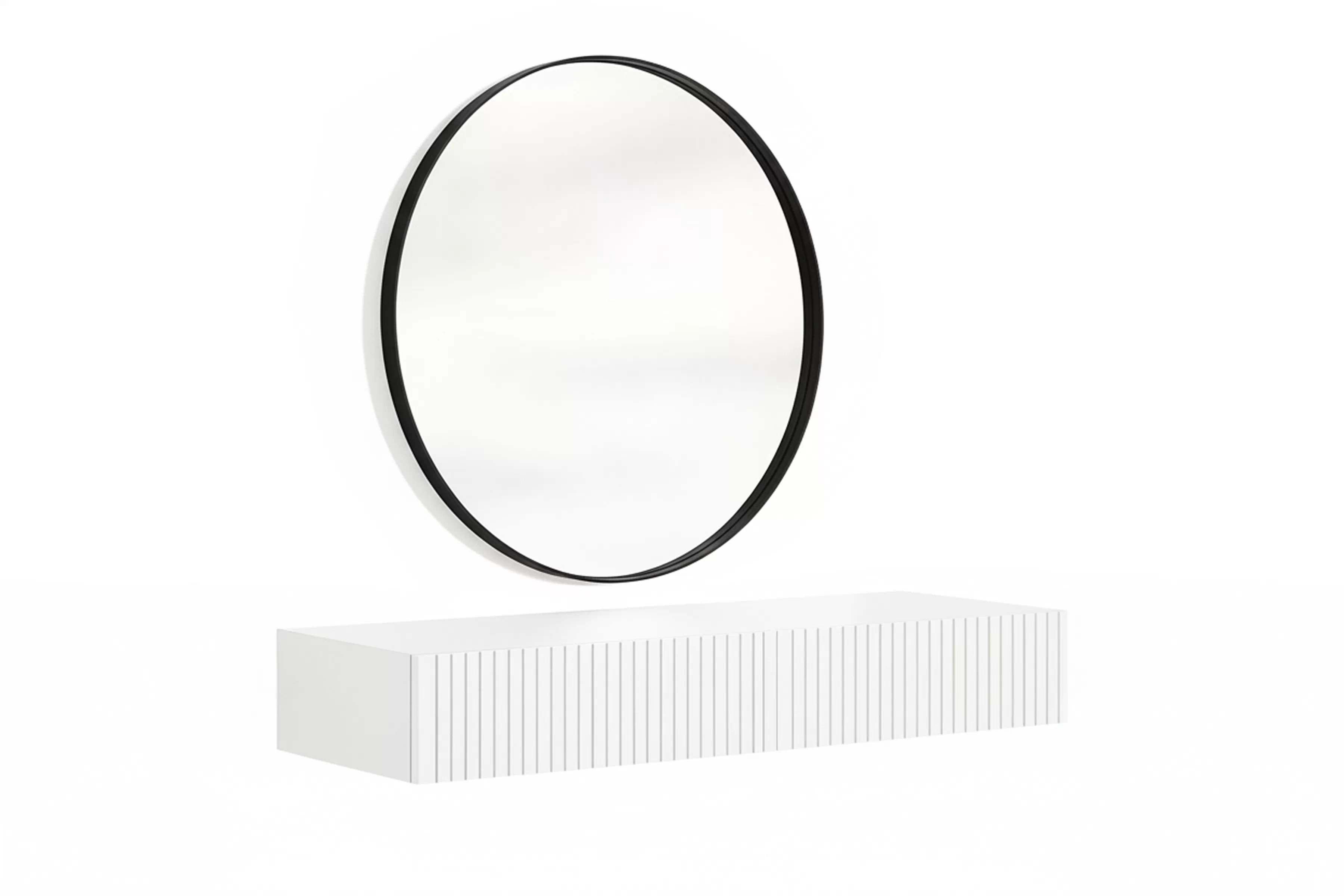 Závesný toaletný stolík Nicole so zrkadlom 80 cm - biely mat Toaletný stolík závesná Nicole z čiernym zrkadlom 80 cm - biely mat