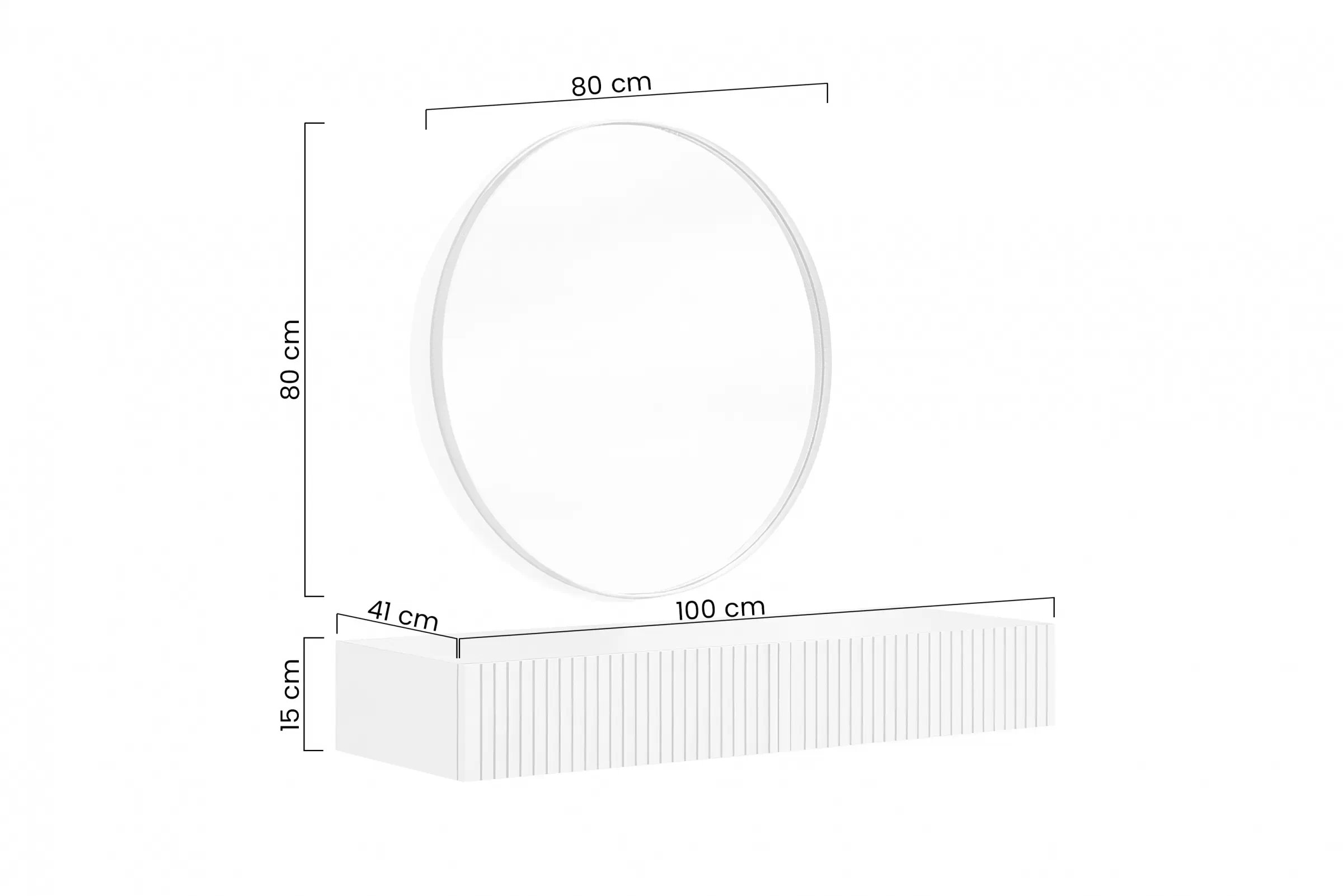Závesný toaletný stolík Nicole so zrkadlom 80 cm - biely mat Toaletný stolík závesná Nicole z čiernym zrkadlom 80 cm - biely mat