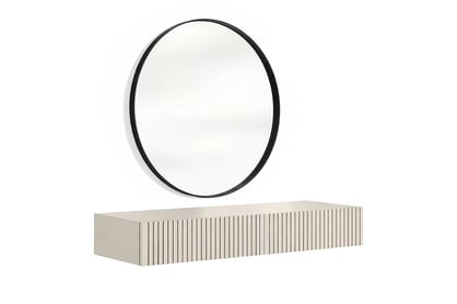 Závesný toaletný stolík Nicole s čiernym zrkadlom 80 cm - kašmír mat