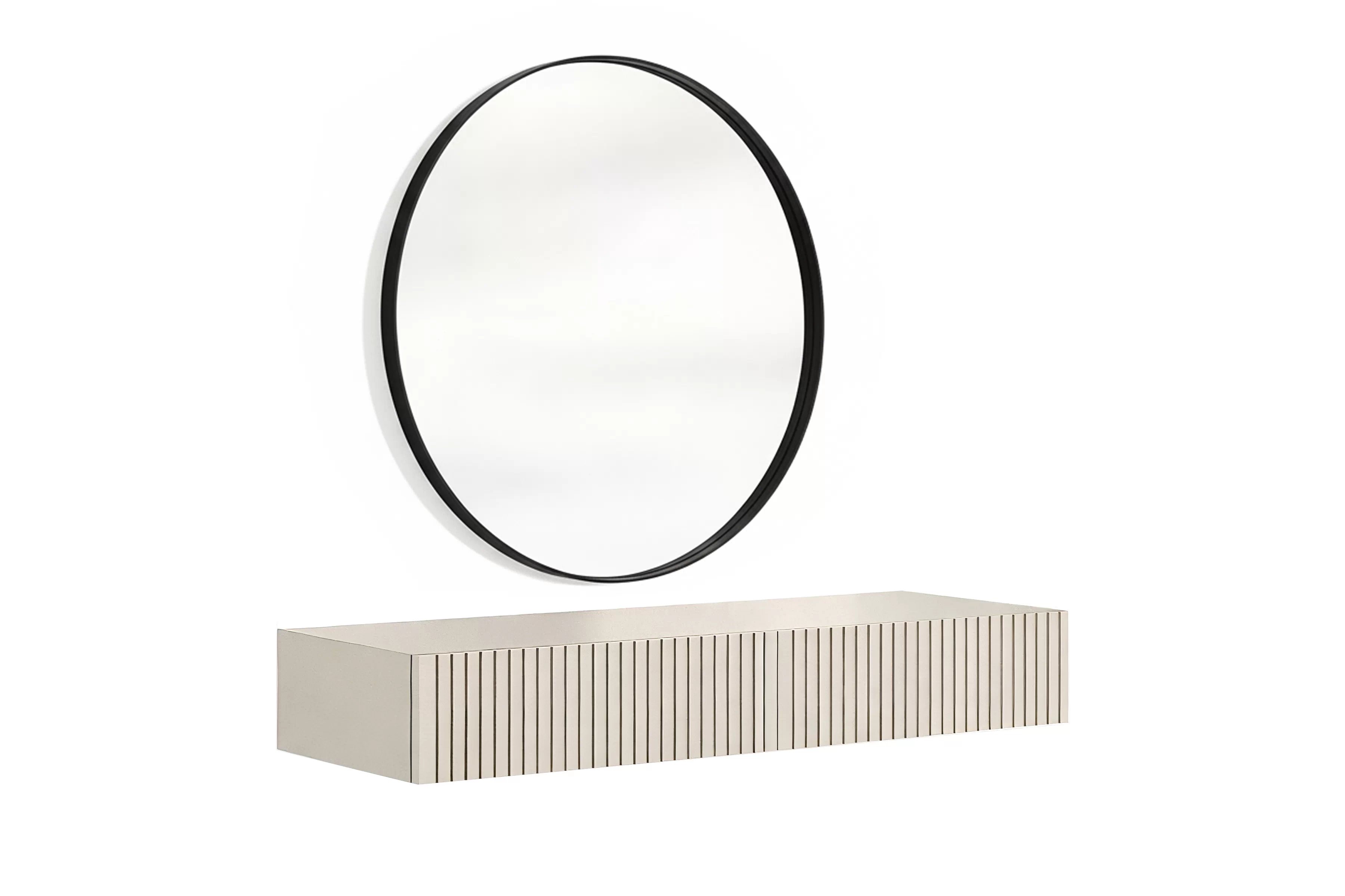 Závesný toaletný stolík Nicole so zrkadlom 80 cm - kašmírový mat Toaletný stolík závesná Nicole z čiernym zrkadlom 80 cm - kašmír / kašmír mat