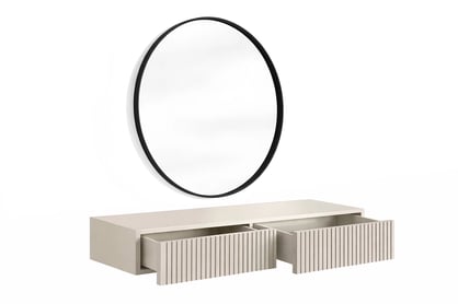 Závesný toaletný stolík Nicole so zrkadlom 80 cm - kašmírový mat Toaletný stolík závesná Nicole z čiernym zrkadlom 80 cm - kašmír / kašmír mat