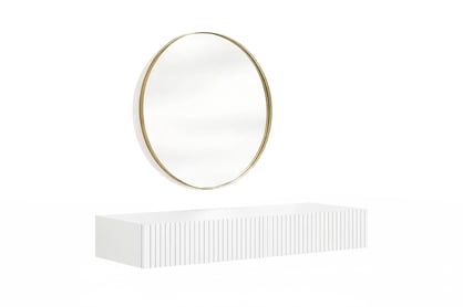 Závesný toaletný stolík Nicole so zlatým zrkadlom 60 cm - biely mat