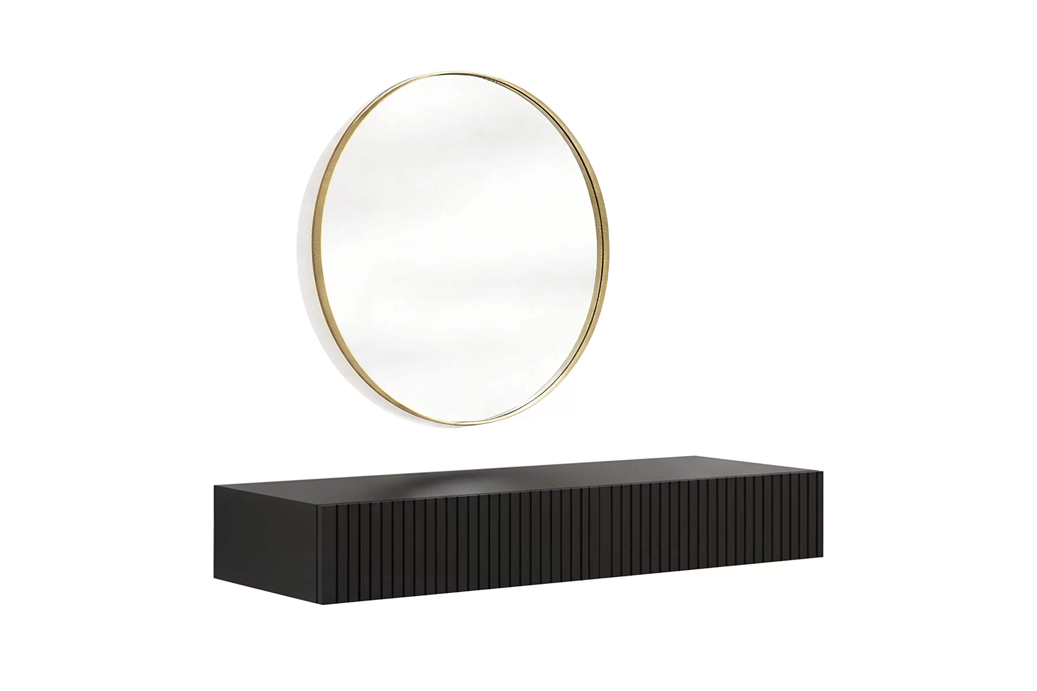 Závesný toaletný stolík Nicole so zlatým zrkadlom 60 cm - čierny mat Toaletný stolík závesná Nicole ze zlotym zrkadlom 60 cm - Čierny mat