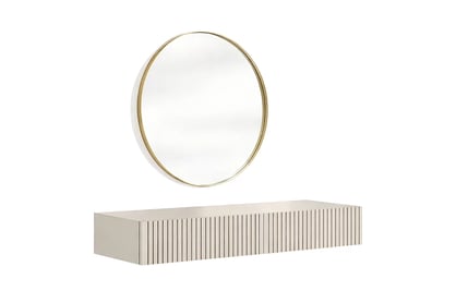 Závesný toaletný stolík Nicole so zlatým zrkadlom 60 cm - kašmír mat