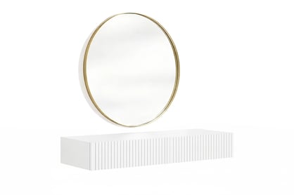 Závesný toaletný stolík Nicole so zlatým zrkadlom 80 cm - biely mat