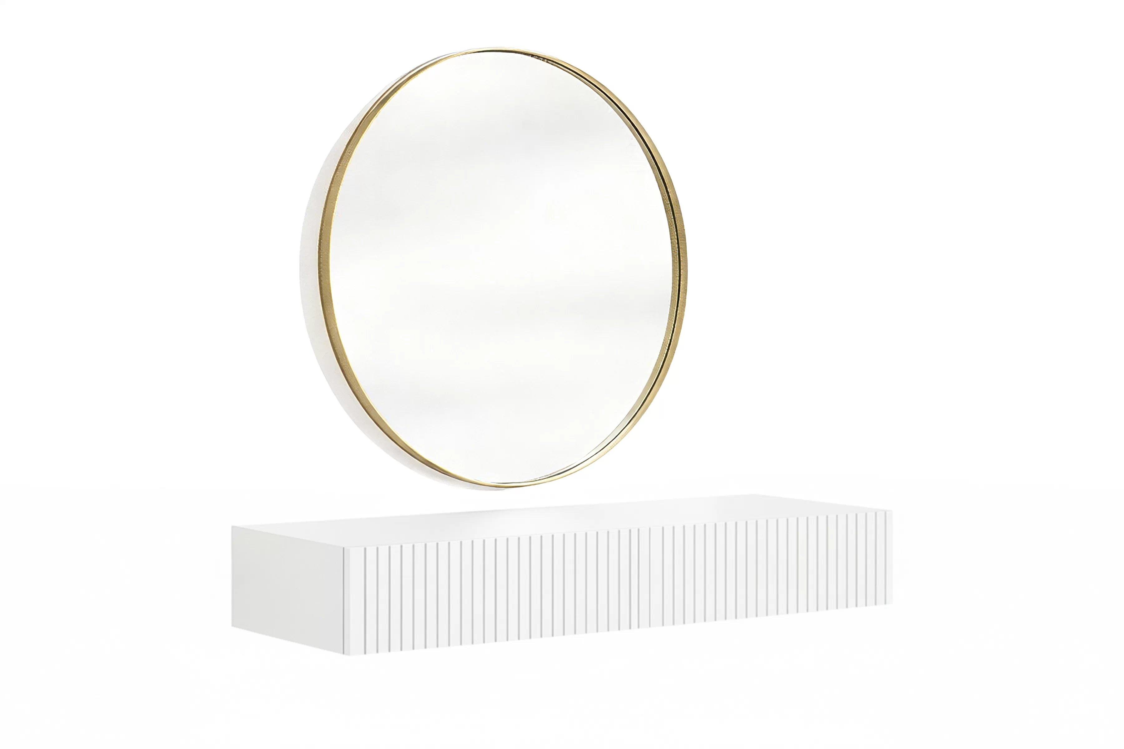 Závesný toaletný stolík Nicole so zrkadlom 80 cm - biely mat Toaletný stolík závesná Nicole ze zlotym zrkadlom 80 cm - biely mat