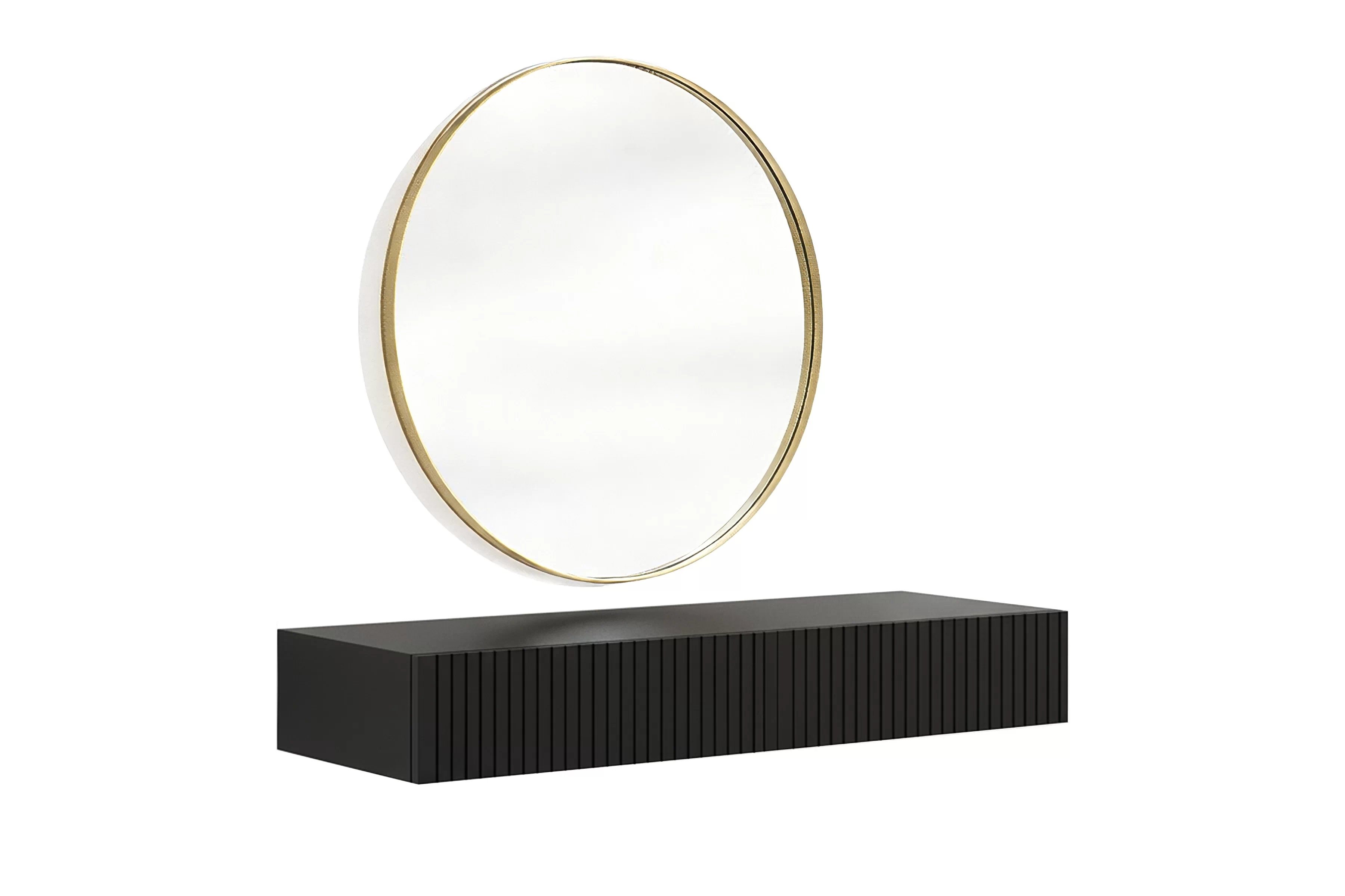 Závesný toaletný stolík Nicole so zrkadlom 80 cm - čierny mat Toaletný stolík závesná Nicole ze zlotym zrkadlom 80 cm - Čierny mat