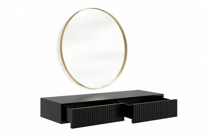 Závesný toaletný stolík Nicole so zrkadlom 80 cm - čierny mat Toaletný stolík závesná Nicole ze zlotym zrkadlom 80 cm - Čierny mat