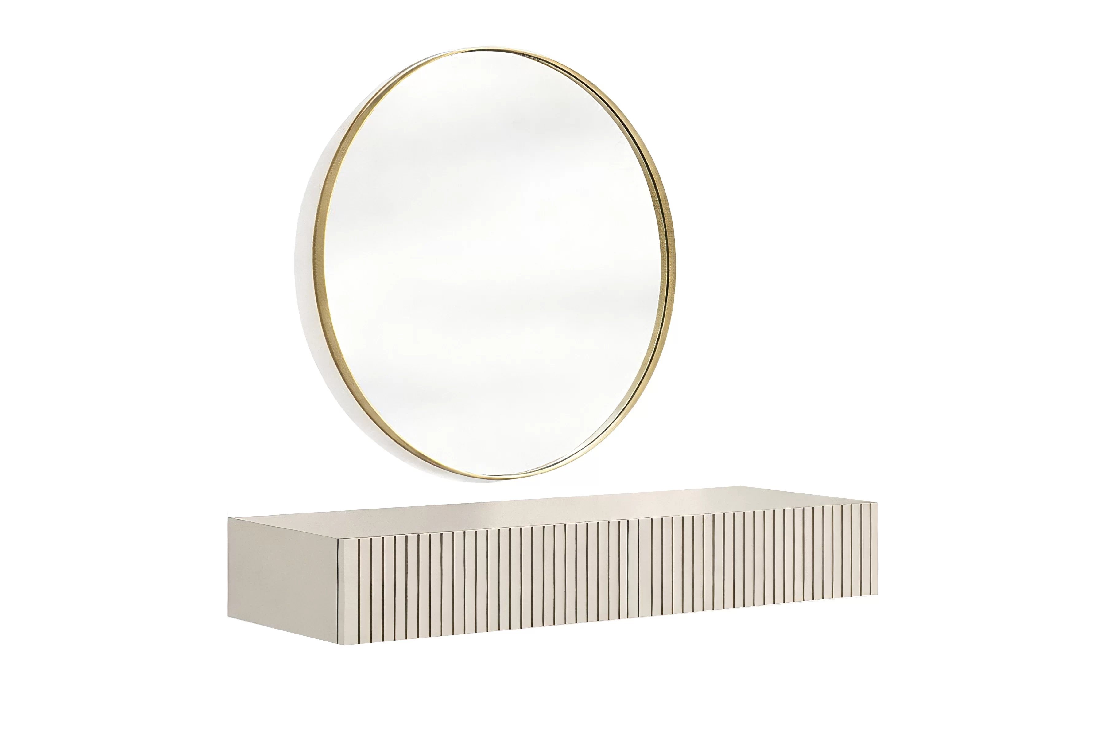 Závesný toaletný stolík Nicole so zrkadlom 80 cm - kašmírový mat Toaletný stolík závesná Nicole ze zlotym zrkadlom 80 cm - kašmír / kašmír mat