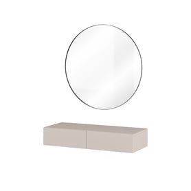 Toaletný stolík závesný s zrkadlom Jukon 90 cm - kašmírový / čierne nožičky