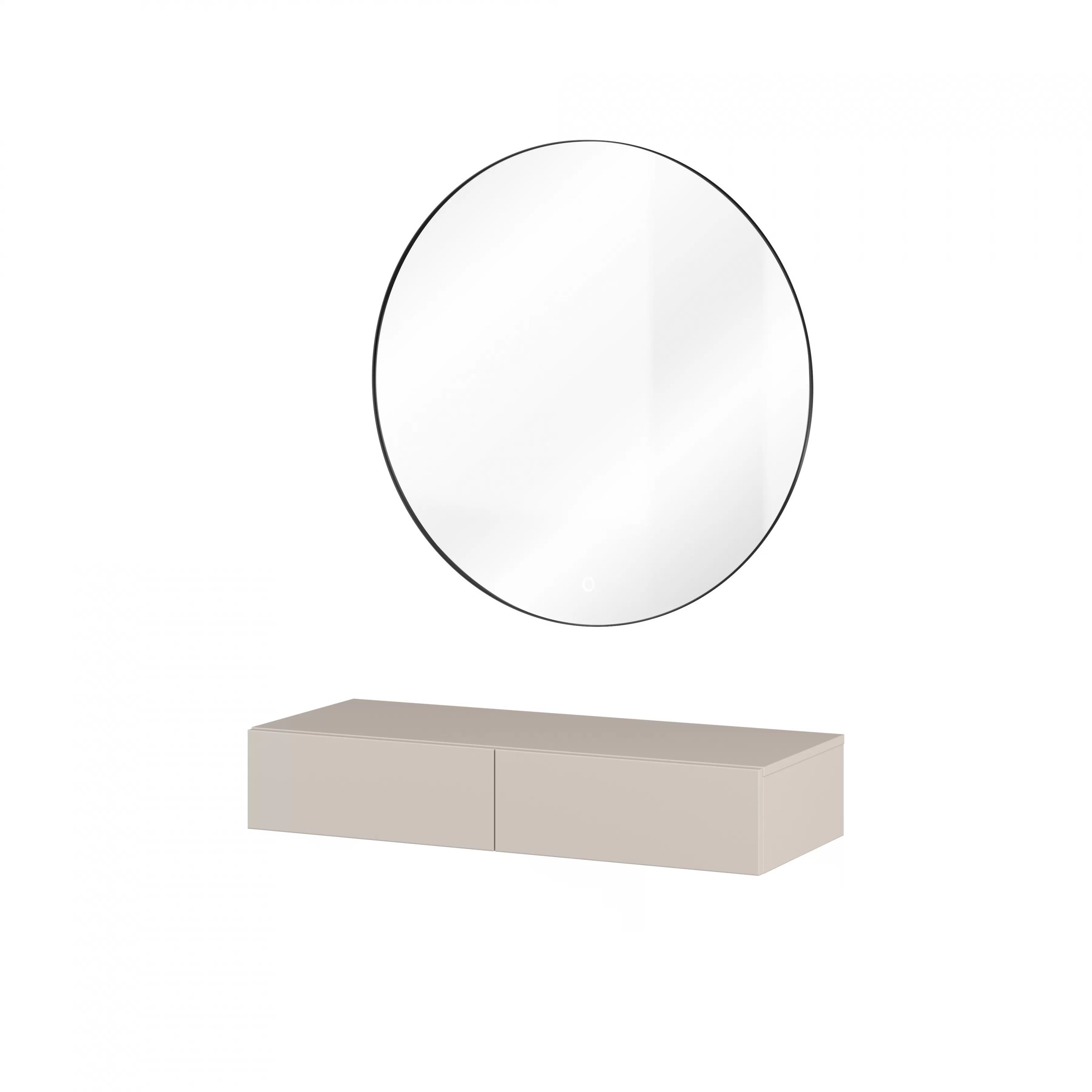 Závěsný toaletní stolek se zrcadlem Jukon 90 cm - kašmírová Toaletní stolek závěsná z zrcadlem Jukon 90 cm - kašmír / černé nožičky