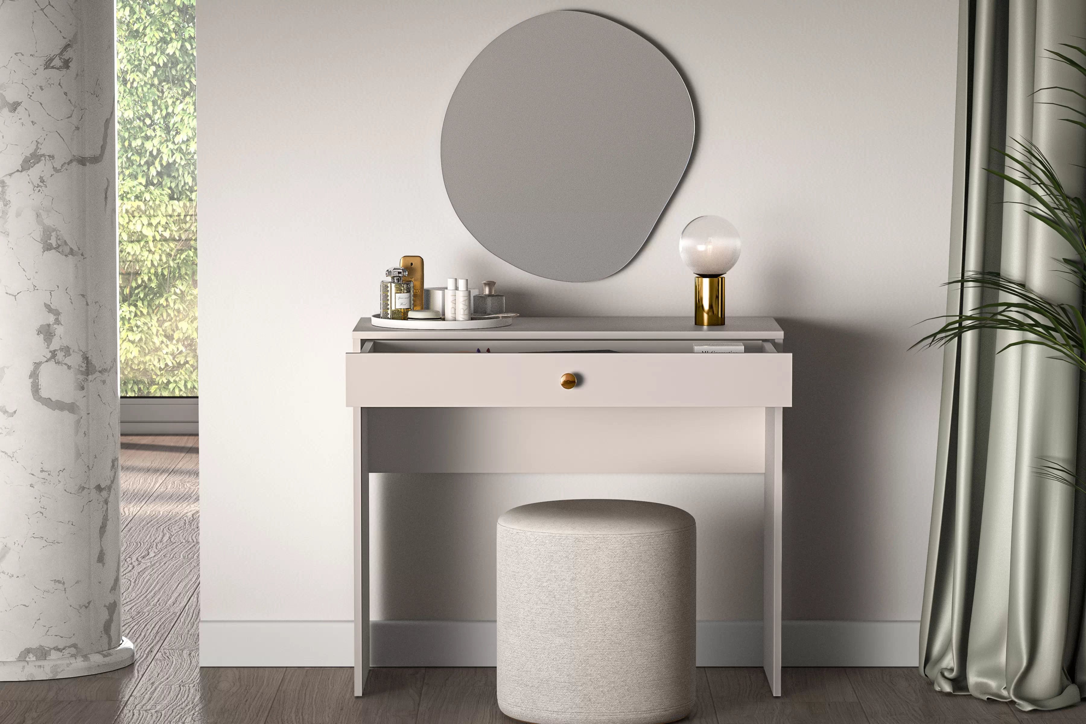 Toaletný stolík Narelli 09 so zásuvkou 92 cm - kašmír Toaletný Stolík z szuflada Narelli 09 - 92 cm - kašmír