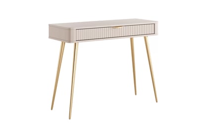 Toaletný stolík Zeliano so zásuvkou 100 cm - béžový / zlaté nožičky