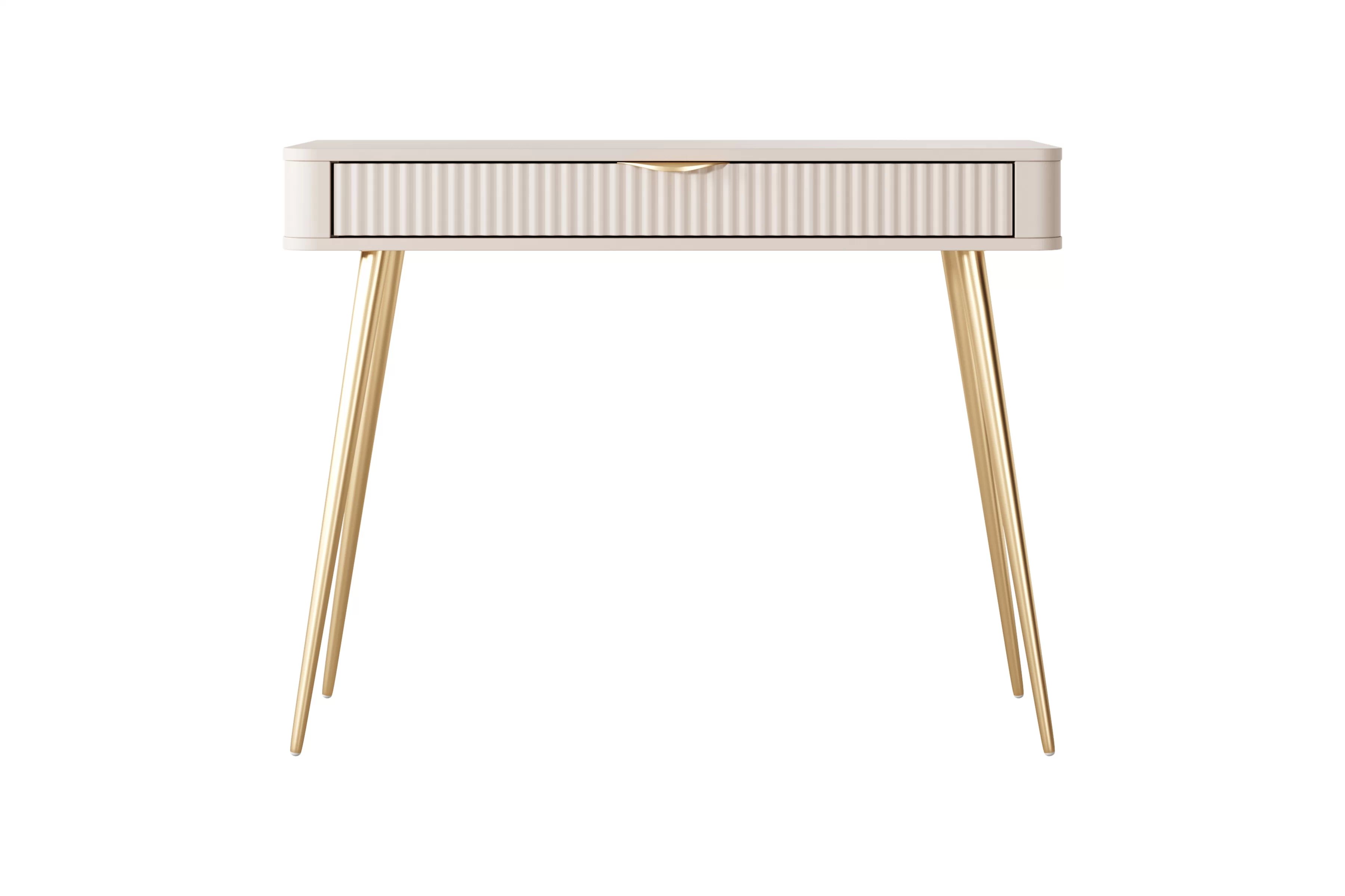 Toaletný stolík Zeliano so zásuvkou 100 cm - béžový / zlaté nožičky Toaletný Stolík Zeliano z szuflada 100 cm - béžový
