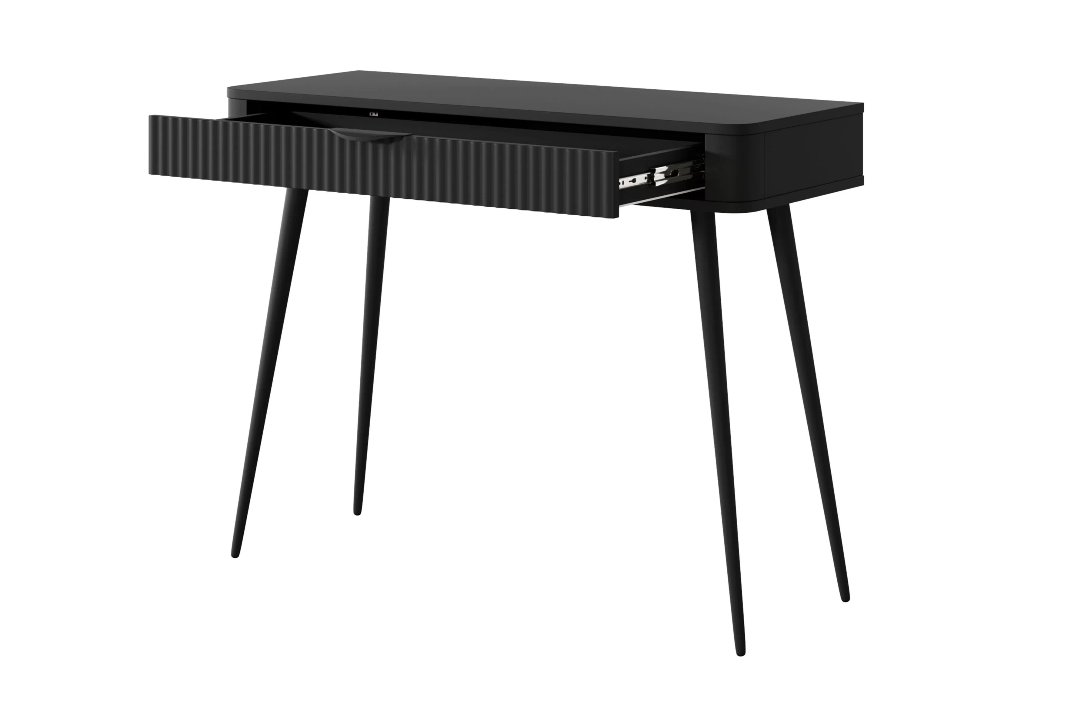 Toaletný stolík Zeliano so zásuvkou 100 cm - čierny / čierne nožičky Toaletný Stolík Zeliano z szuflada 100 cm - Čierny / nožičky čierny
